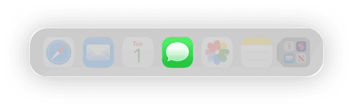 iOS dock with iMessage highlighted